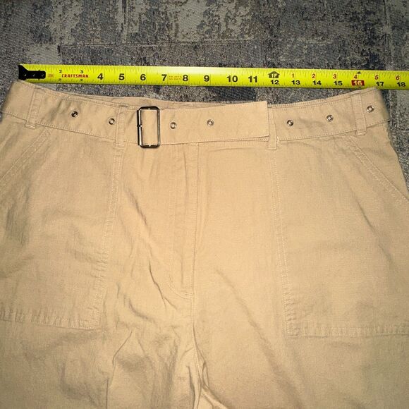 Talbots Women Pants Stretch 16 Tan Khaki High Rise Wide Pockets Belt Loops - Picture 4 of 11